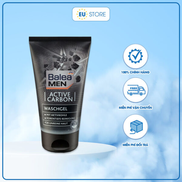 Sữa rửa mặt Balea Men Active Carbon Waschgel than hoạt tính cho nam da dầu mụn | eustore.com.vn