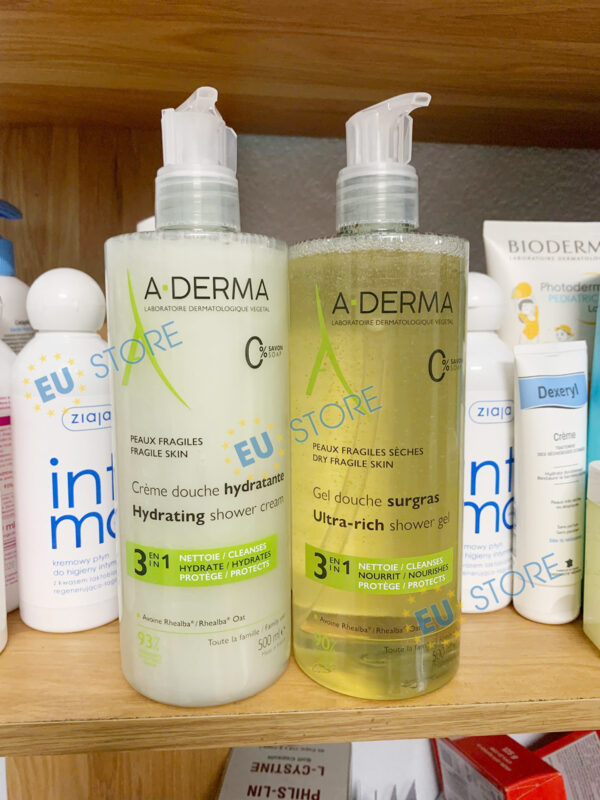 Sữa tắm Aderma Pháp 500ml dưỡng ẩm, làm sạch, hỗ trợ giảm mụn lưng | eustore.com.vn