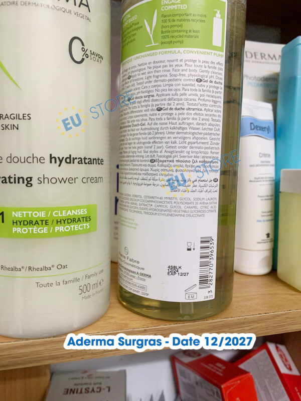 Sữa tắm Aderma Pháp 500ml dưỡng ẩm, làm sạch, hỗ trợ giảm mụn lưng | eustore.com.vn