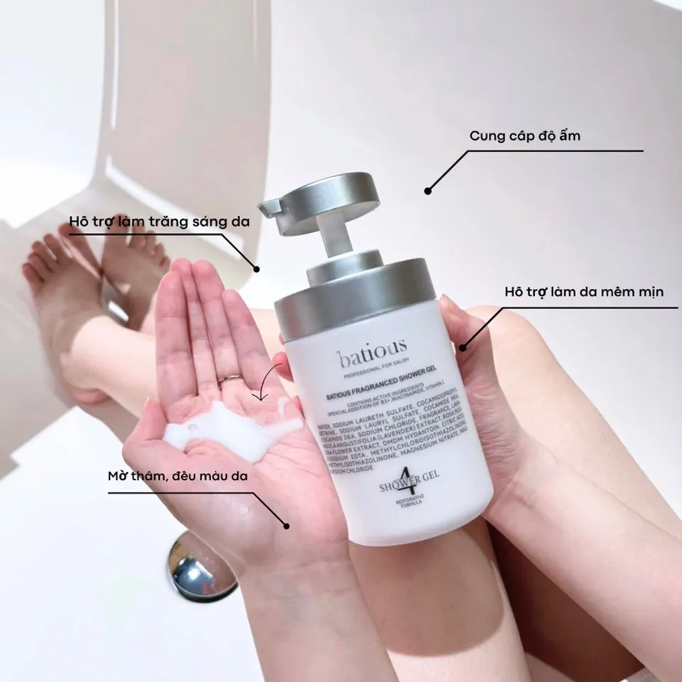 Sữa tắm Batious Fragranced Shower Gel 500ml - Dưỡng trắng da, dưỡng ẩm, ngừa mụn lưng | eustore.com.vn
