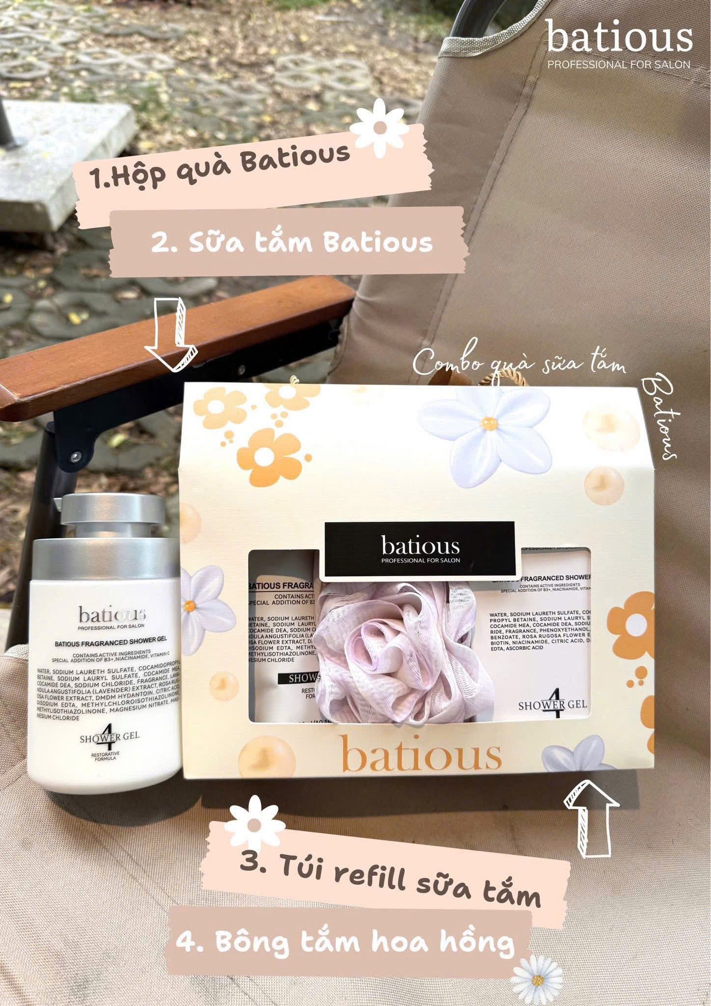 Sữa tắm Batious Fragranced Shower Gel 500ml - Dưỡng trắng da, dưỡng ẩm, ngừa mụn lưng quà tặng tháng 10 | eustore.com.vn