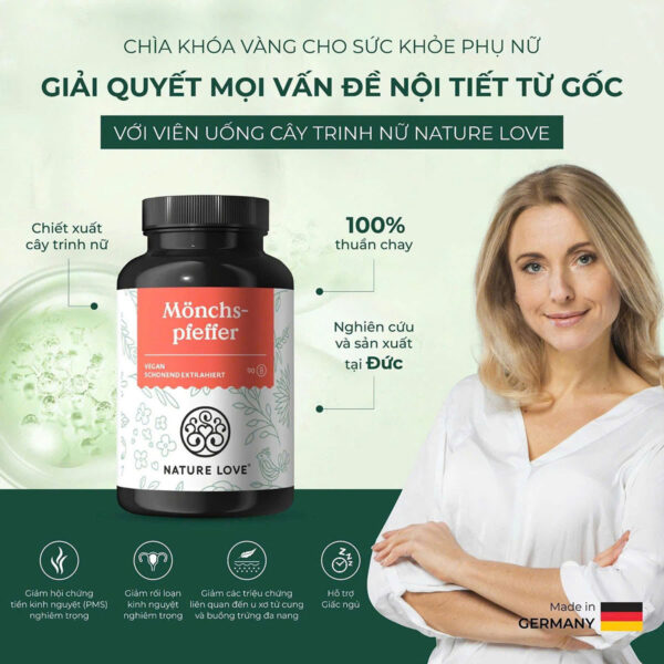 Công dụng của Viên uống nội tiết tố nữ Đức Mönchspfeffer Kapseln Nature Love thảo dược 90 viên | eustore.com.vn