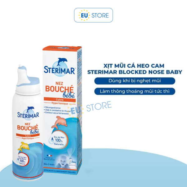 Xịt mũi cá heo Stérimar Bébé màu cam giảm nghẹt mũi – An toàn cho bé sơ sinh | eustore.com.vn