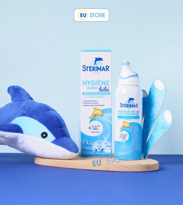 Xịt mũi cá heo Stérimar Bébé màu xanh vệ sinh hàng ngày – An toàn cho bé sơ sinh | eustore.com.vn