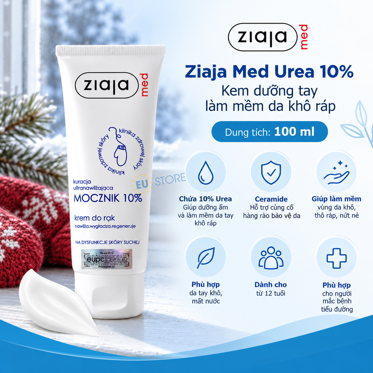 Kem dưỡng da tay Ziaja Med Ure 10% giảm khô nứt, kích ứng & làm mềm da tay Kem dưỡng da tay Ziaja Med Ure 10% giảm khô nứt, kích ứng & làm mềm da tay