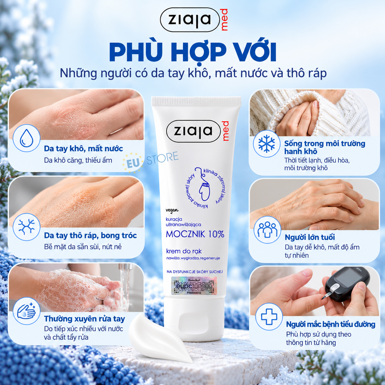 Kem dưỡng da tay Ziaja Med Ure 10% giảm khô nứt, kích ứng & làm mềm da tay Kem dưỡng da tay Ziaja Med Ure 10% giảm khô nứt, kích ứng & làm mềm da tay