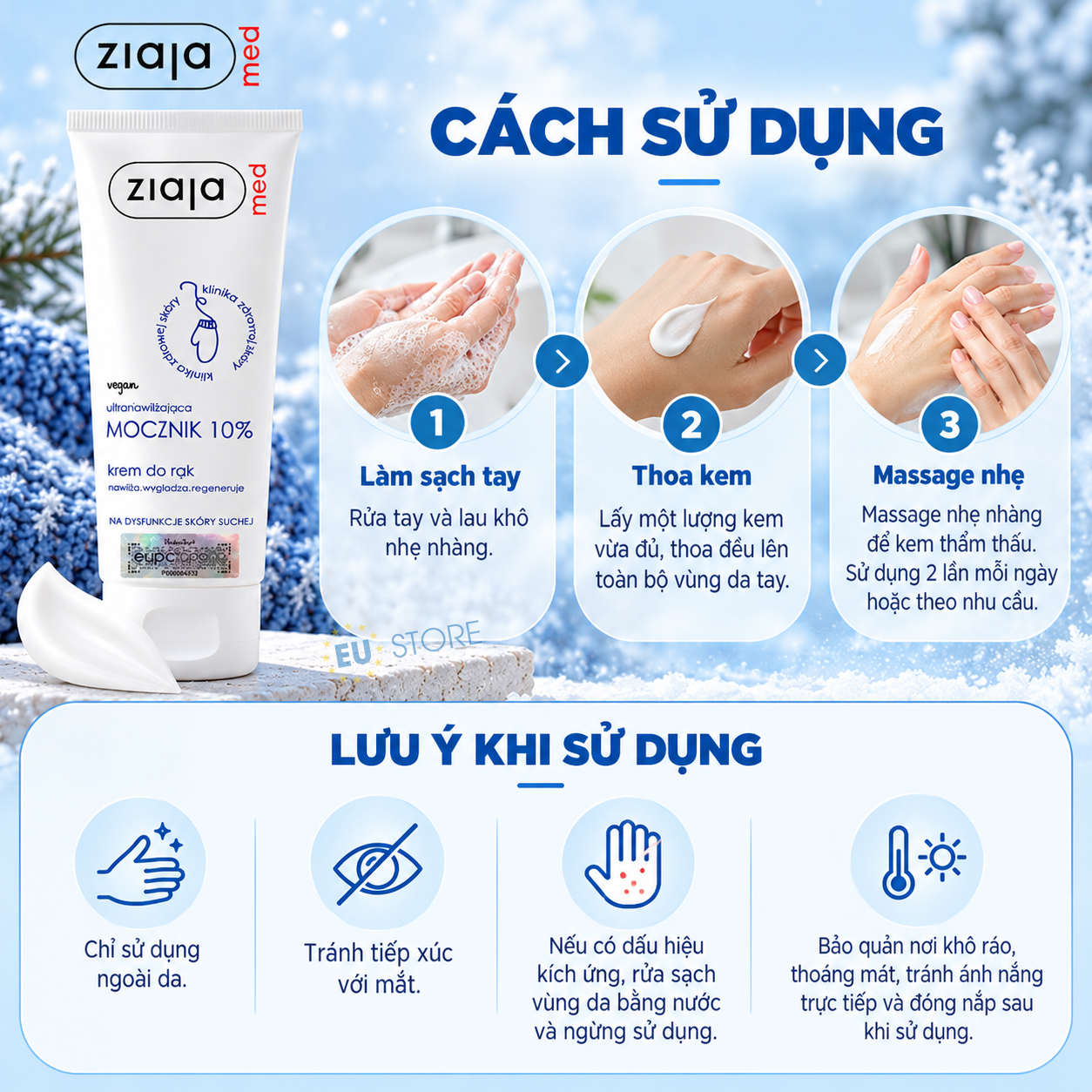 Cách sử dụng Kem dưỡng da tay Ziaja Med Ure 10% giảm khô nứt, kích ứng & làm mềm da tay Cách sử dụng Kem dưỡng da tay Ziaja Med Ure 10% giảm khô nứt, kích ứng & làm mềm da tay
