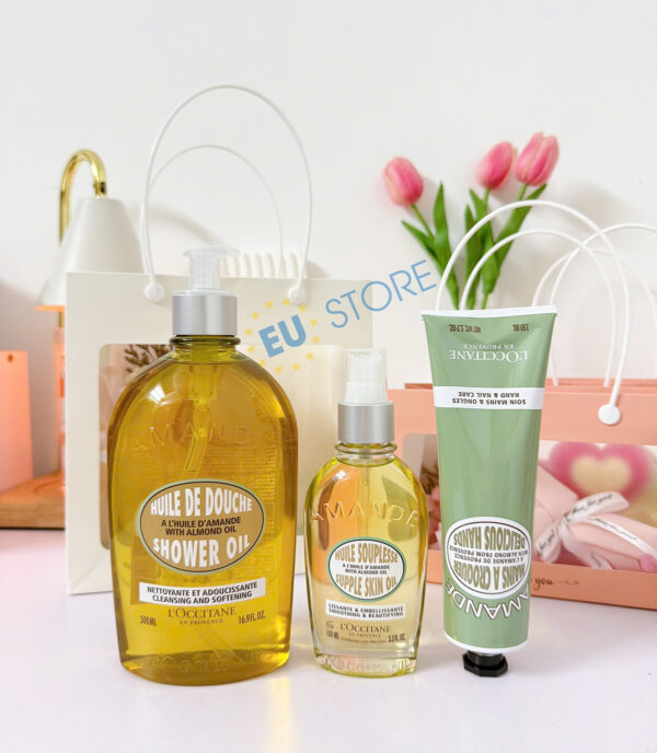 Bộ dưỡng thể hạnh nhân L’Occitane Almond cao cấp - Làm sạch, dưỡng ẩm & làm săn chắc da | eustore.com.vn