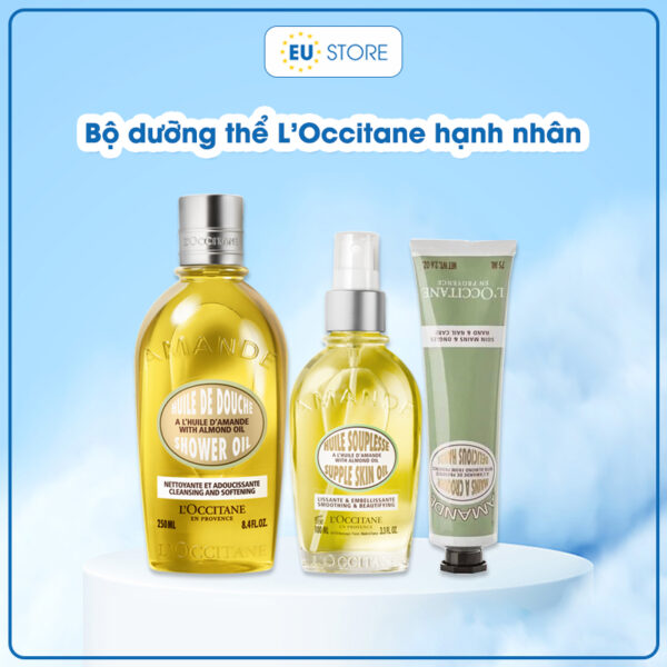 Bộ dưỡng thể hạnh nhân L’Occitane Almond cao cấp - Làm sạch, dưỡng ẩm & làm săn chắc da | eustore.com.vn
