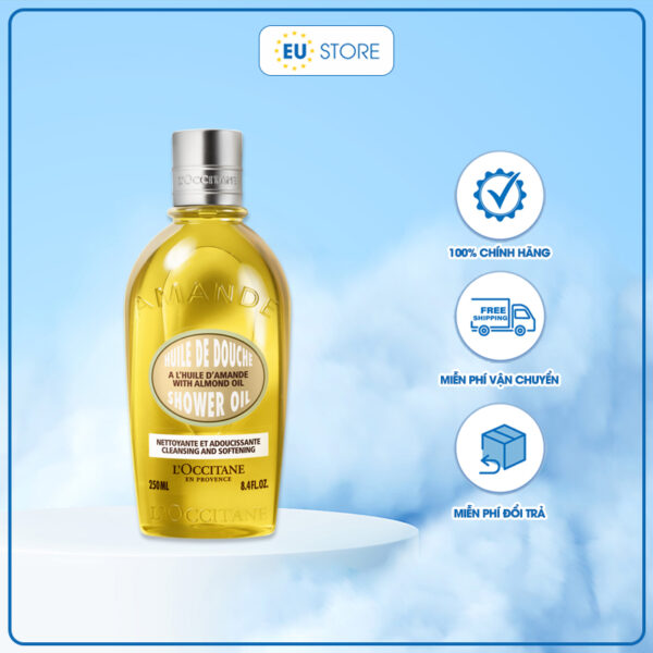 Dầu tắm hạnh nhân L’Occitane Almond Shower Oil – dưỡng ẩm mềm mịn, hương thơm sang trọng | eustore.com.vn
