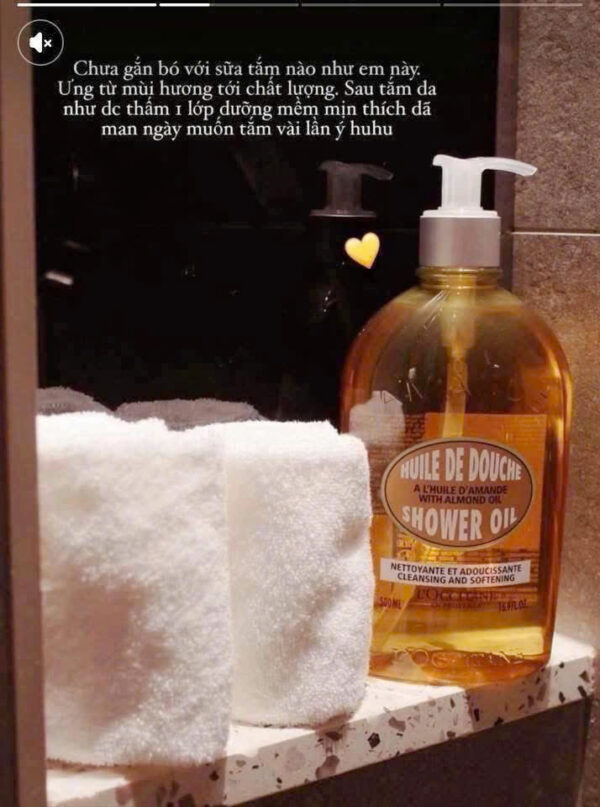 Dầu tắm hạnh nhân L’Occitane Almond Shower Oil – dưỡng ẩm mềm mịn, hương thơm sang trọng | eustore.com.vn