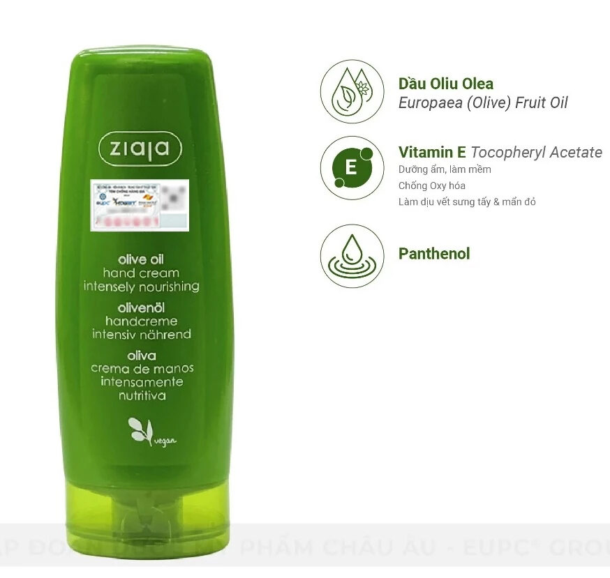 Thành phần của Kem Dưỡng Da Tay & Móng Ziaja Olive Oil Hand Cream 80ml Thành phần của Kem Dưỡng Da Tay & Móng Ziaja Olive Oil Hand Cream 80ml