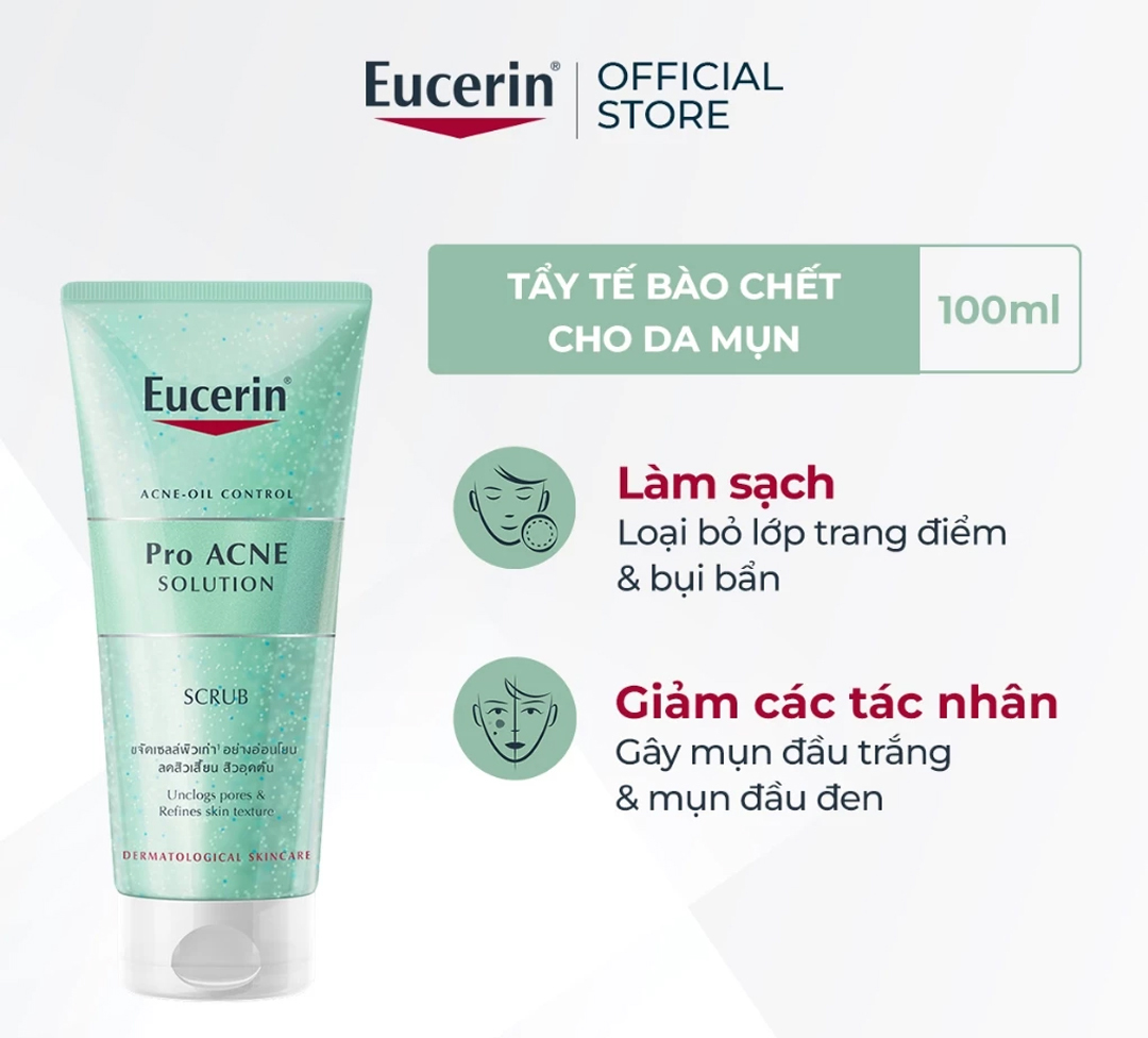 Tẩy Tế Bào Chết Eucerin ProAcne Solution Scrub 100ml Cho Da Dầu Mụn Tẩy Tế Bào Chết Eucerin ProAcne Solution Scrub 100ml Cho Da Dầu Mụn