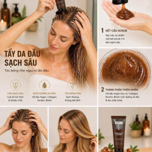 Tẩy tế bào chết da đầu Arganicare Collagen Keratin Biotin Hair Scalp Scrub 10ml
