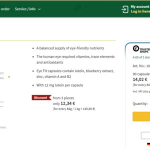 Viên uống bổ mắt Augenfit Kapseln Sanct Bernhard Đức hộp 90 viên