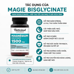 Viên uống Magnésium Bisglycinate 1500mg Boticinal – 90 Viên Nang Thực Vật