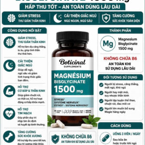 Viên uống Magnésium Bisglycinate 1500mg Boticinal – 90 Viên Nang Thực Vật