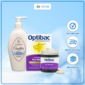 Combo chăm sóc vùng kín Optibac tím + Ddvs Cavaillès xanh Anti-Bactérien