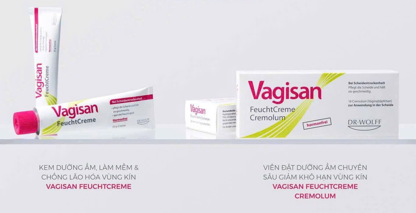 Combo dưỡng ẩm vùng kín chuyên sâu Kem dưỡng + Viên đặt Vagisan