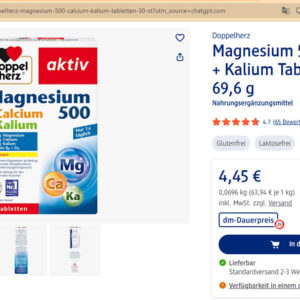 Viên uống Doppelherz Aktiv Magnesium 500 + Calcium + Kalium 30 viên