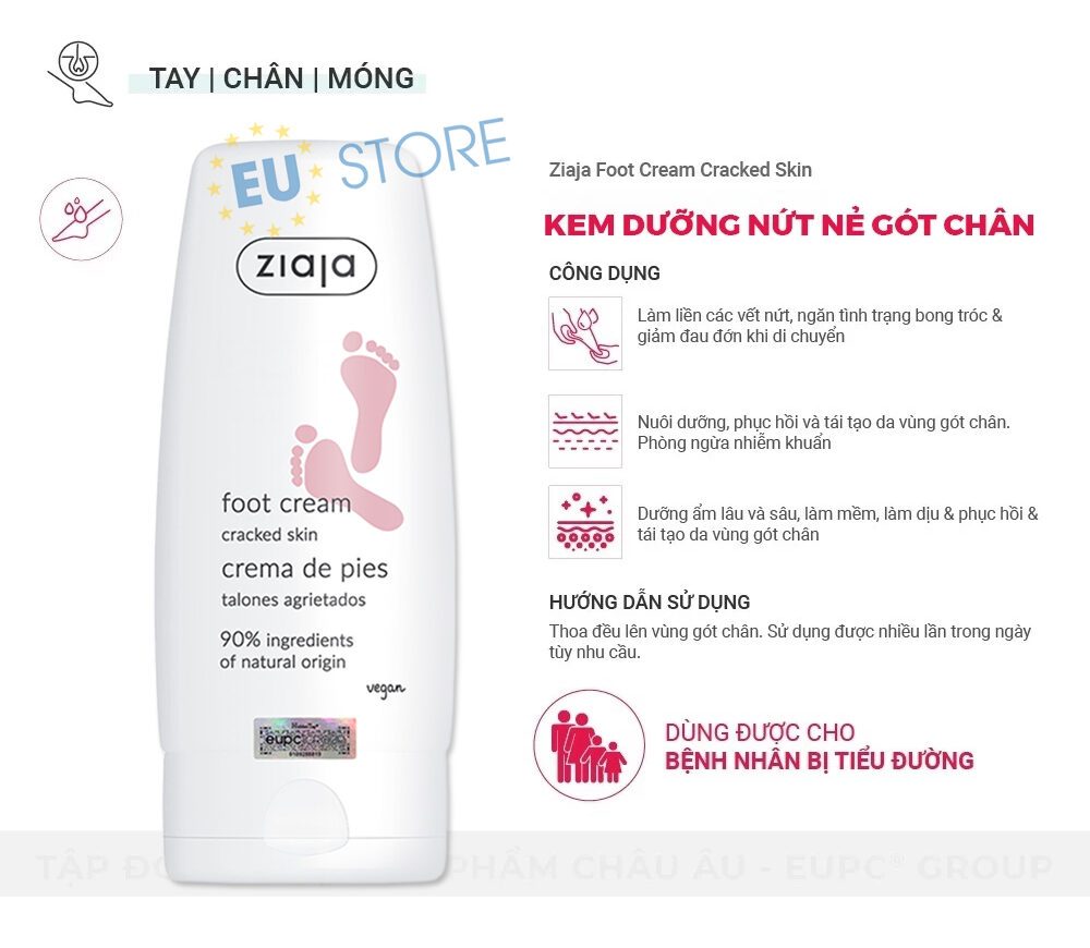 Kem dưỡng gót chân nứt nẻ Ziaja Foot Cream Cracked Skin 60ml Kem dưỡng gót chân nứt nẻ Ziaja Foot Cream Cracked Skin 60ml