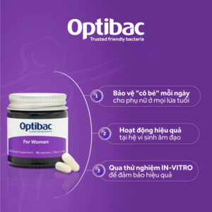 Men vi sinh Optibac For Women tím hỗ trợ cân bằng hệ vi sinh vùng kín