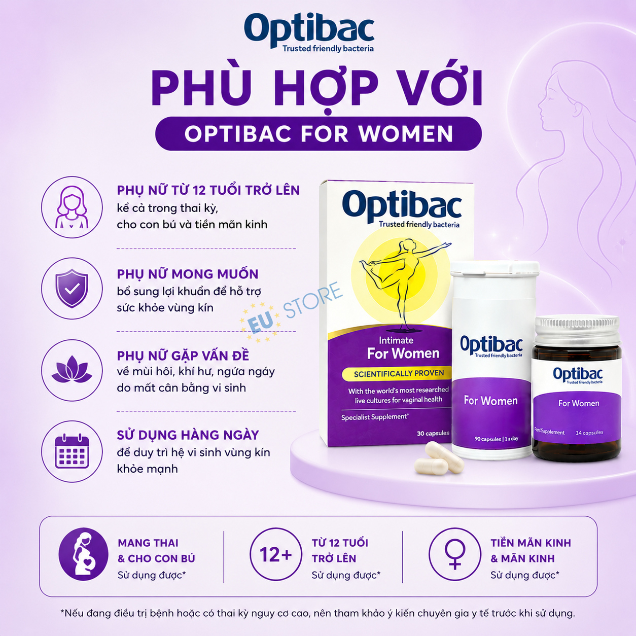 Men vi sinh vùng kín Optibac For Women tím hộp 30 viên & 90 viên Men vi sinh vùng kín Optibac For Women tím hộp 30 viên & 90 viên