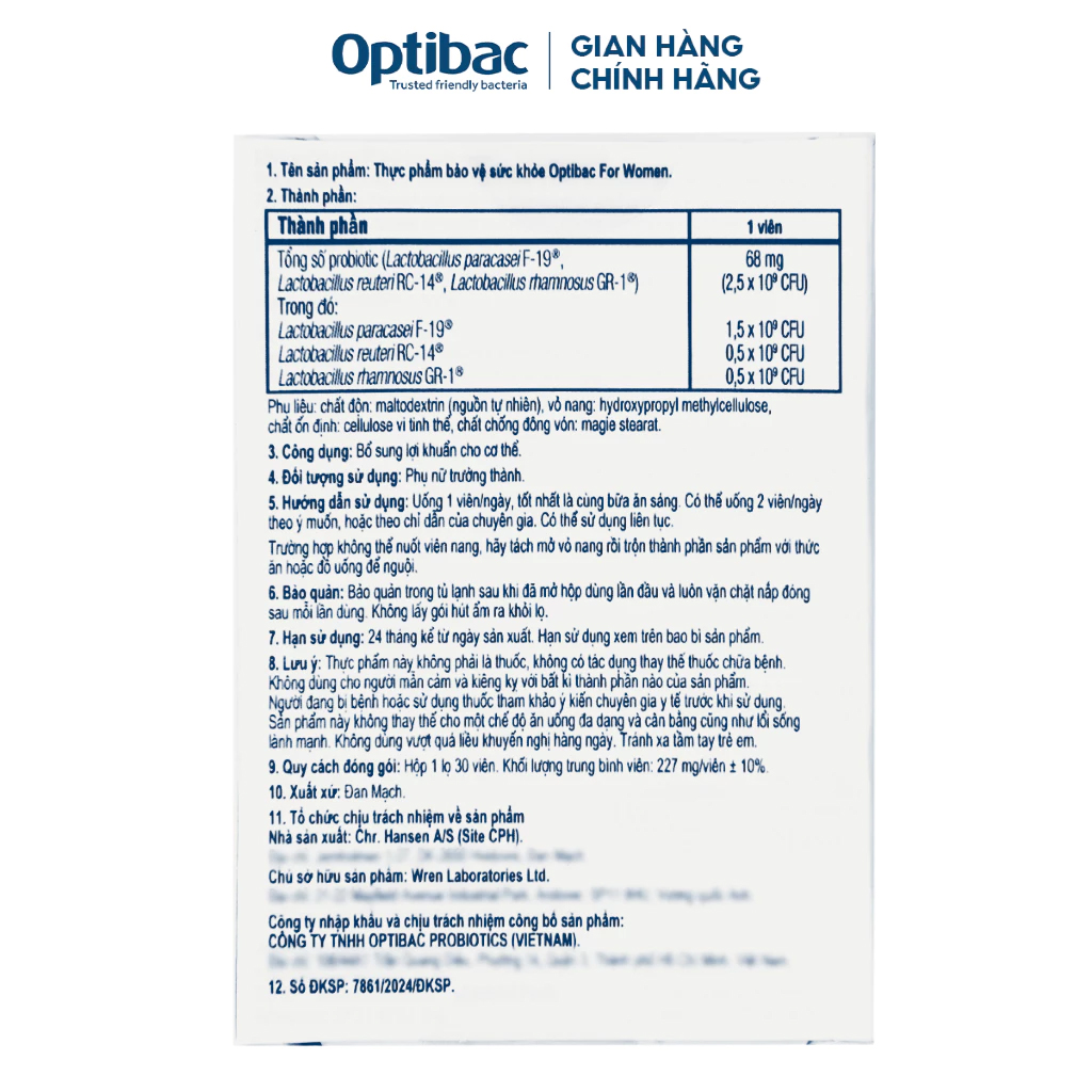 Men vi sinh Optibac For Women tím hỗ trợ cân bằng hệ vi sinh vùng kín