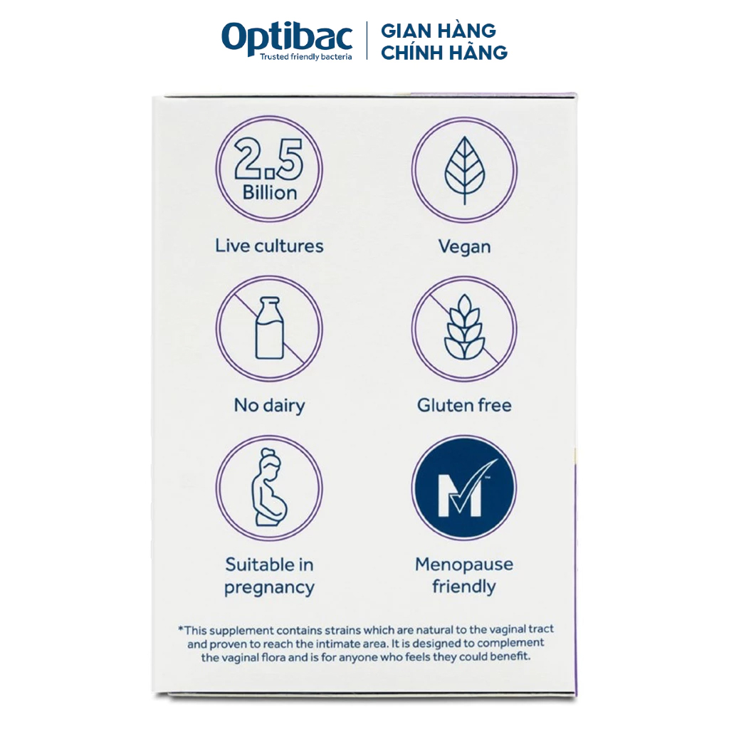 Men vi sinh Optibac For Women tím hỗ trợ cân bằng hệ vi sinh vùng kín