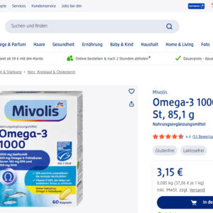 Viên uống dầu cá Mivolis Omega-3 1000 Đức hộp 60 viên