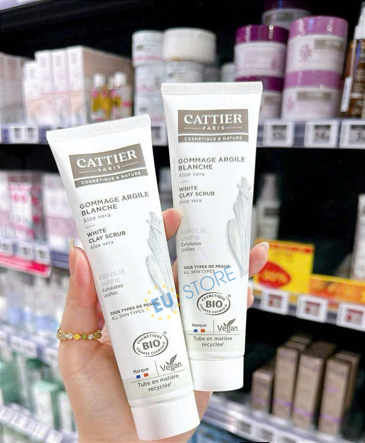 Tẩy tế bào chết da mặt Cattier Paris 100ml đất sét trắng hữu cơ Tẩy tế bào chết da mặt Cattier Paris 100ml đất sét trắng hữu cơ
