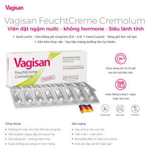 Vagisan FeuchtCreme Cremolum – Viên đặt dưỡng ẩm, giảm khô rát vùng kín