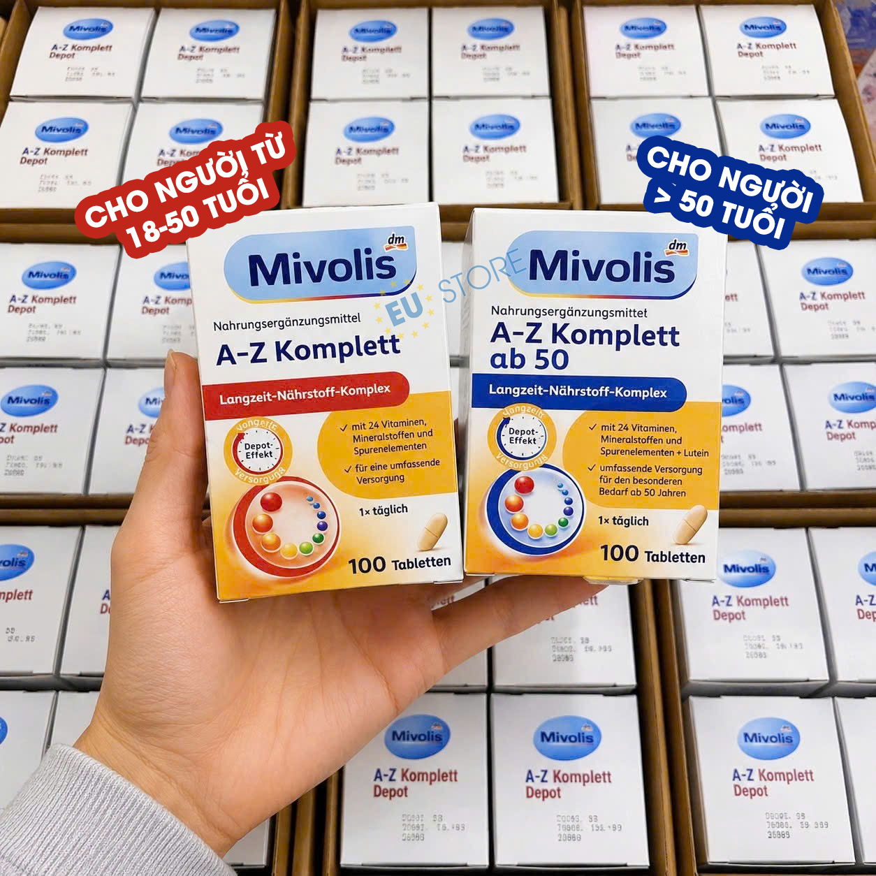Vitamin tổng hợp Mivolis A-Z Komplett Depot & A-Z Komplett ab 50 Đức Vitamin tổng hợp Mivolis A-Z Komplett Depot & A-Z Komplett ab 50 Đức