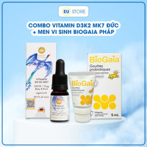 Combo Vitamin D3 K2 MK7 Đức & Men vi sinh BioGaia Pháp cho bé khỏe mạnh