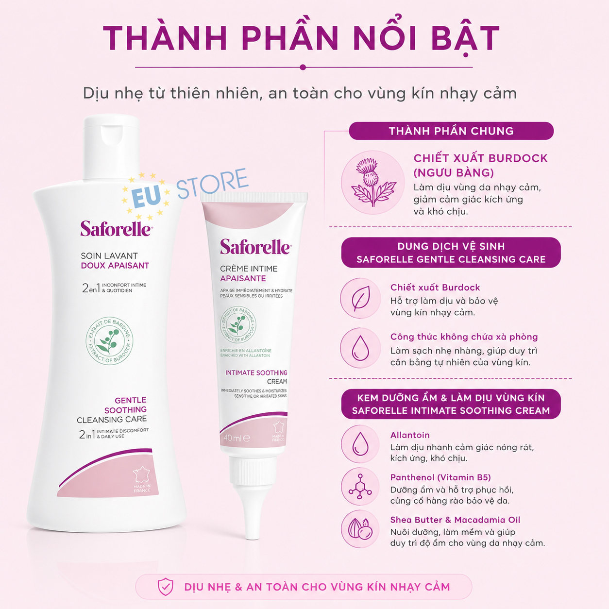 Combo Saforelle chăm sóc vùng kín toàn diện: Làm sạch, Dưỡng ẩm & Làm dịu Combo Saforelle chăm sóc vùng kín toàn diện: Làm sạch, Dưỡng ẩm & Làm dịu