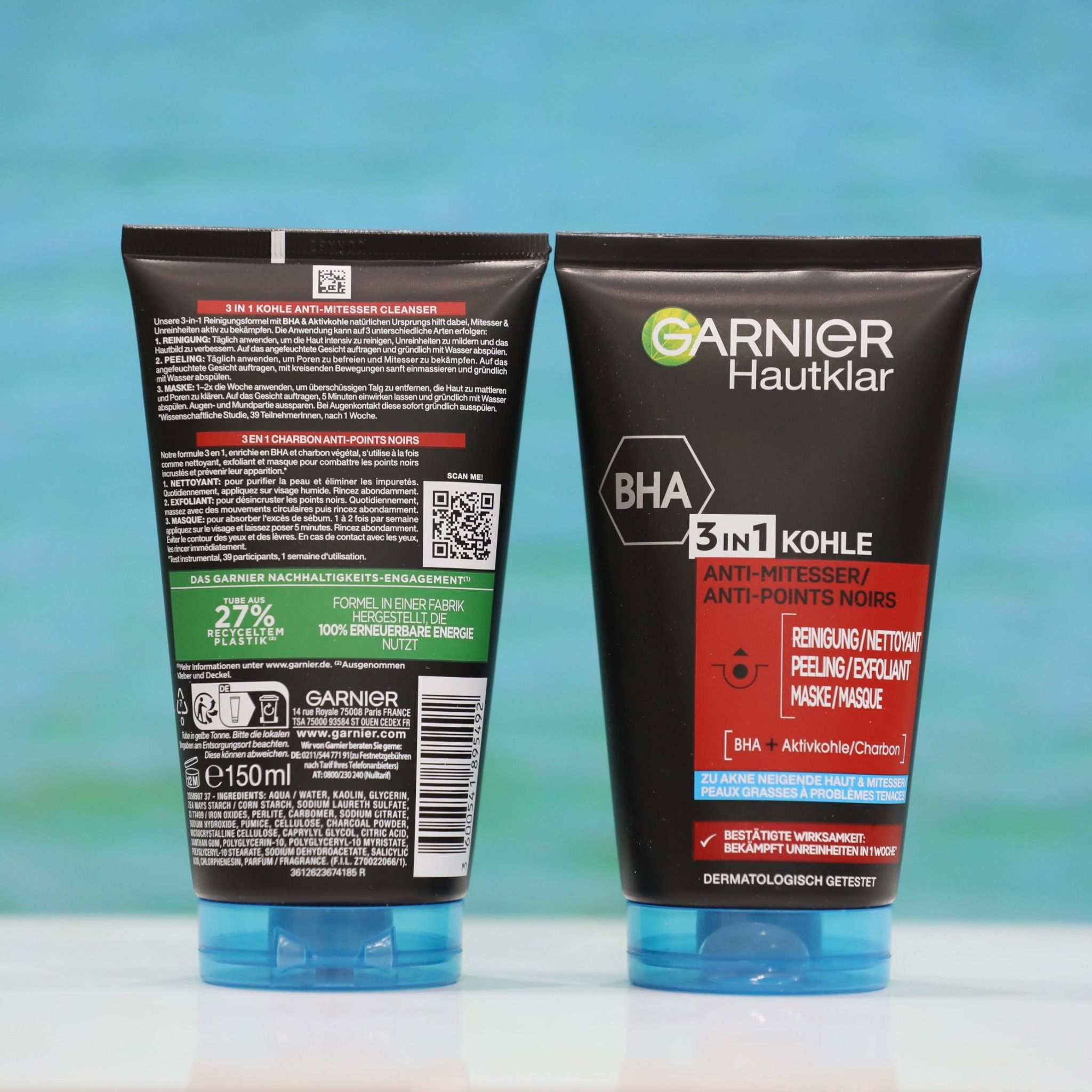 Sữa rửa mặt Garnier Hautklar 3in1 150ml màu đen Sữa rửa mặt Garnier Hautklar 3in1 150ml màu đen