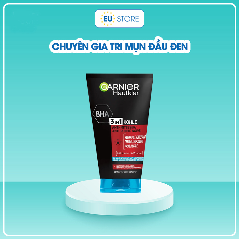 Sữa rửa mặt Garnier Hautklar 3in1 150ml màu đen