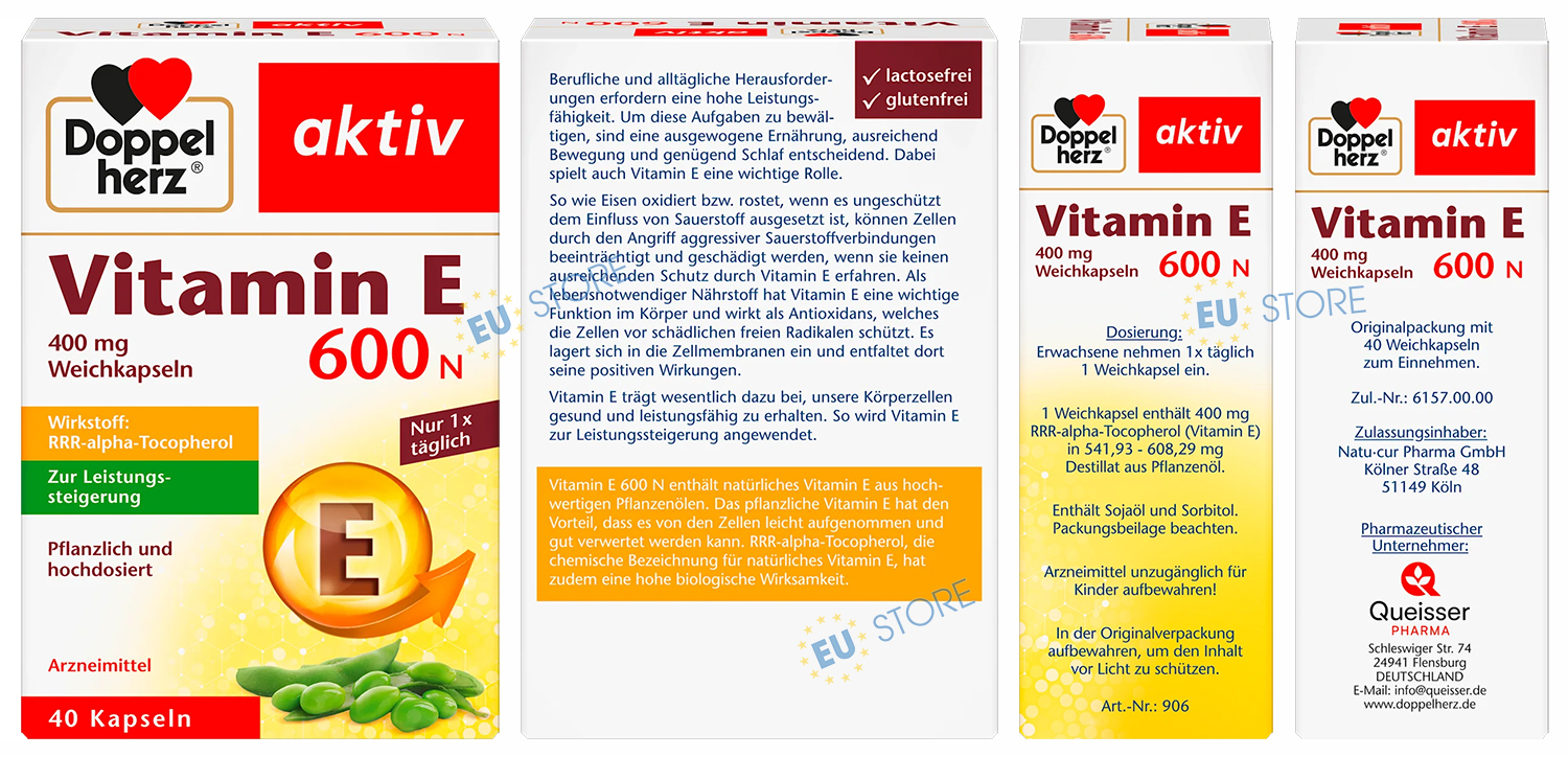 Viên uống Doppelherz aktiv Vitamin E 600N hộp 40 viên