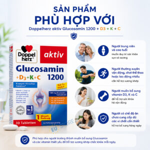 Viên uống Doppelherz aktiv Glucosamin 1200 + D3 + K + C 30 viên hỗ trợ xương khớp