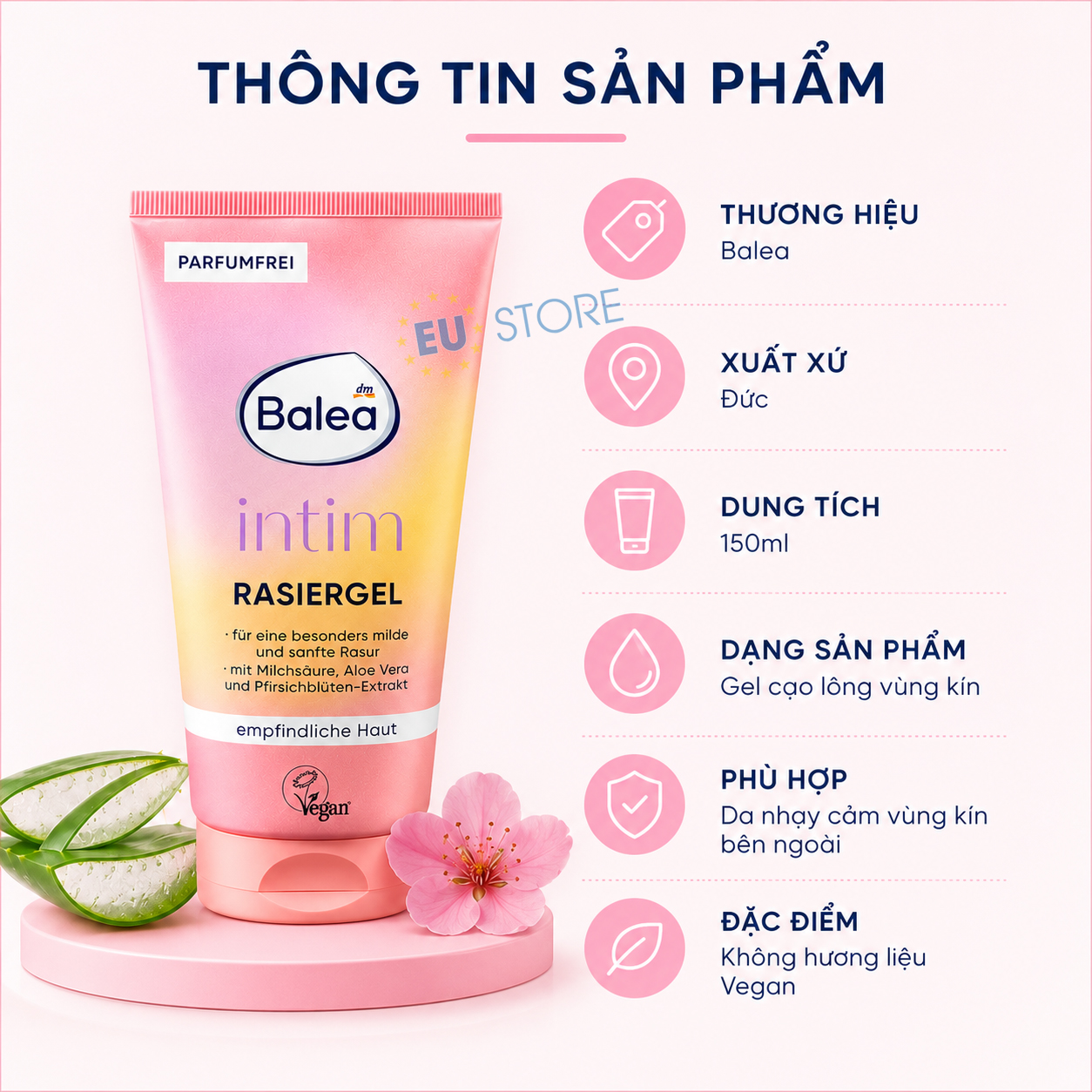 Gel cạo lông vùng kín Balea Intim Rasiergel 150ml dịu nhẹ cho da nhạy cảm Gel cạo lông vùng kín Balea Intim Rasiergel 150ml dịu nhẹ cho da nhạy cảm