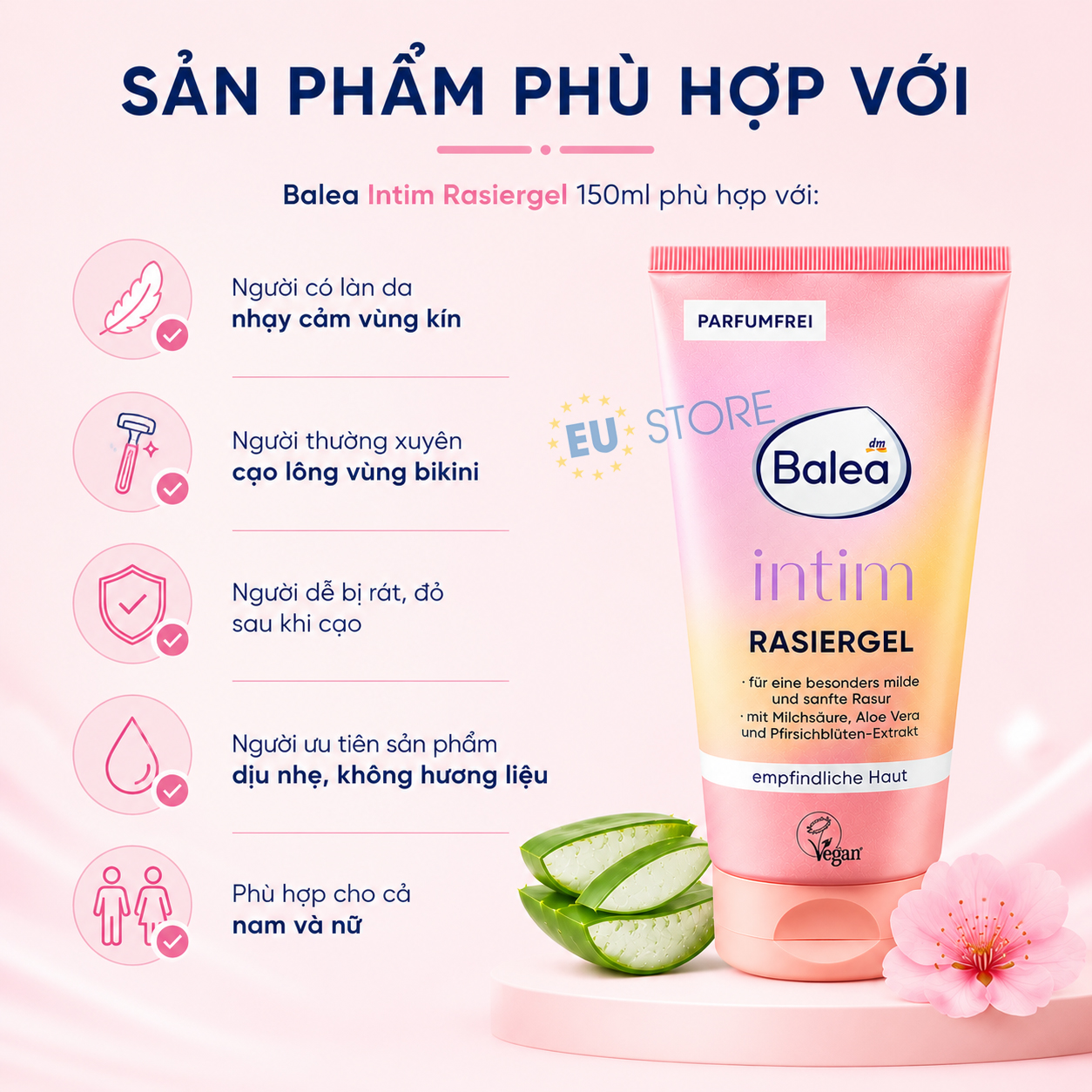 Gel cạo lông vùng kín Balea Intim Rasiergel 150ml dịu nhẹ cho da nhạy cảm Gel cạo lông vùng kín Balea Intim Rasiergel 150ml dịu nhẹ cho da nhạy cảm