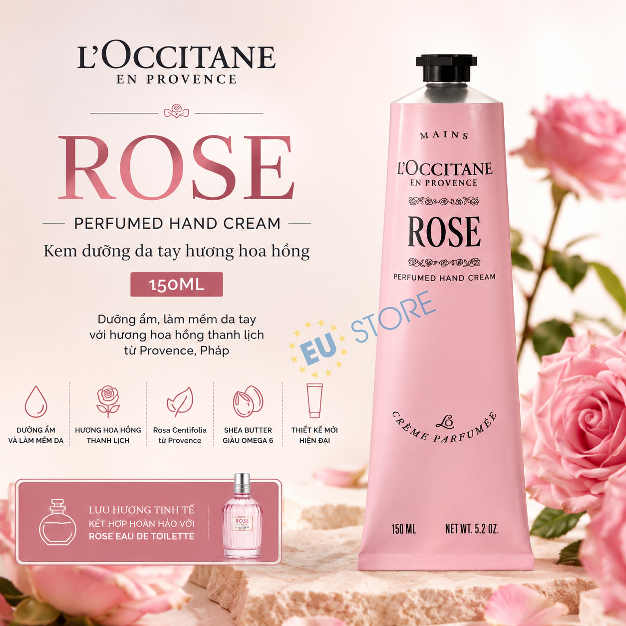 Kem dưỡng da tay L'Occitane Rose Perfumed Hand Cream 150ml Kem dưỡng da tay L'Occitane Rose Perfumed Hand Cream 150ml