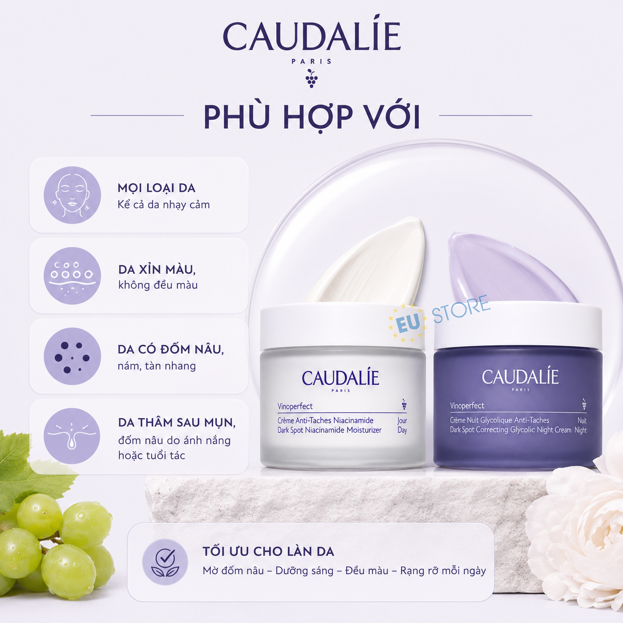 Kem dưỡng ngày & đêm Caudalie Vinoperfect 50ml - Mờ nám, dưỡng sáng và đều màu da Kem dưỡng ngày & đêm Caudalie Vinoperfect 50ml - Mờ nám, dưỡng sáng và đều màu da