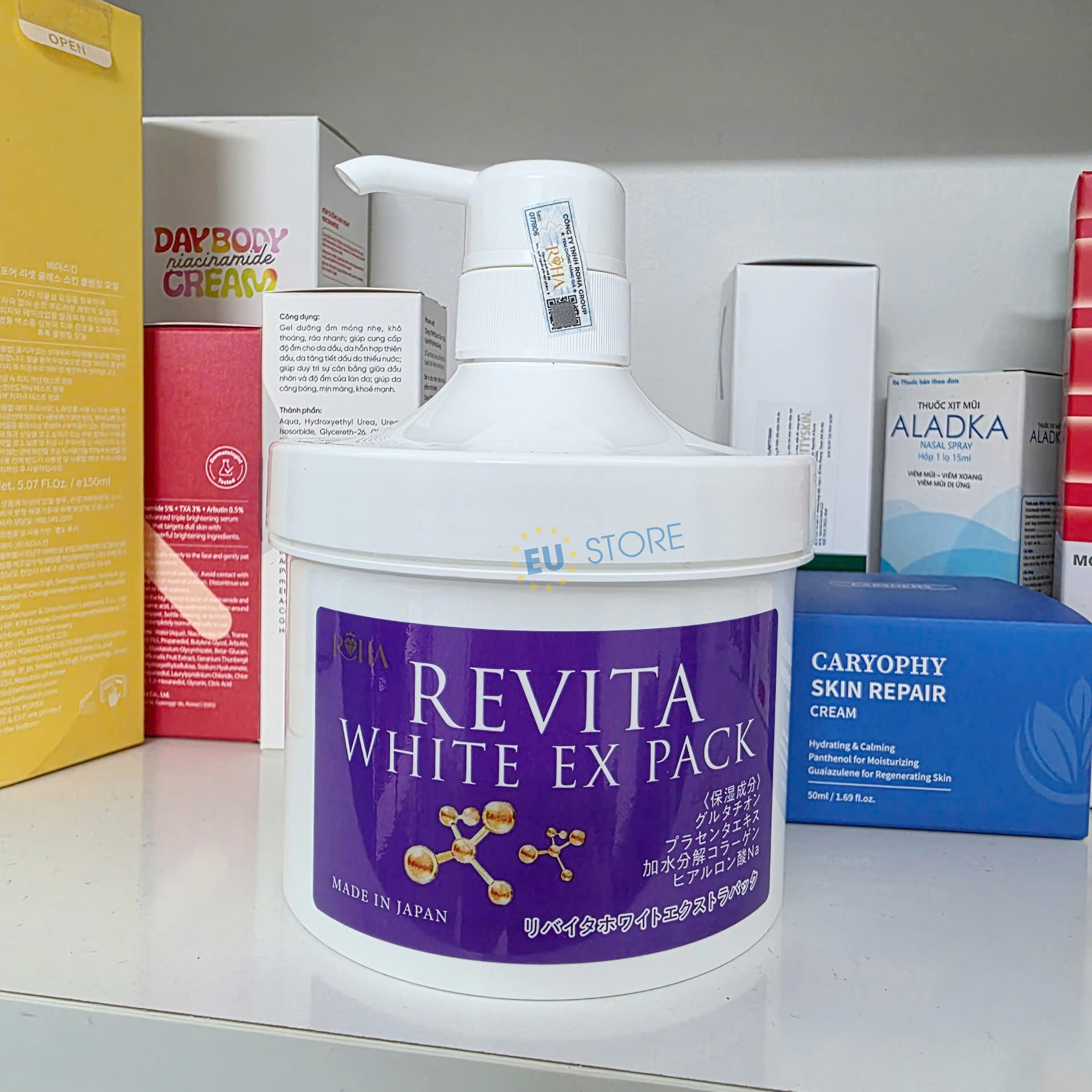 Kem ủ trắng da mặt & toàn thân ROHA Revita White EX Pack 500g Nhật Bản Kem ủ trắng da mặt & toàn thân ROHA Revita White EX Pack 500g Nhật Bản