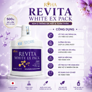 Kem ủ trắng da mặt & toàn thân ROHA Revita White EX Pack 500g Nhật Bản