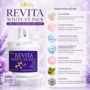 Kem ủ trắng da mặt & toàn thân ROHA Revita White EX Pack 500g Nhật Bản