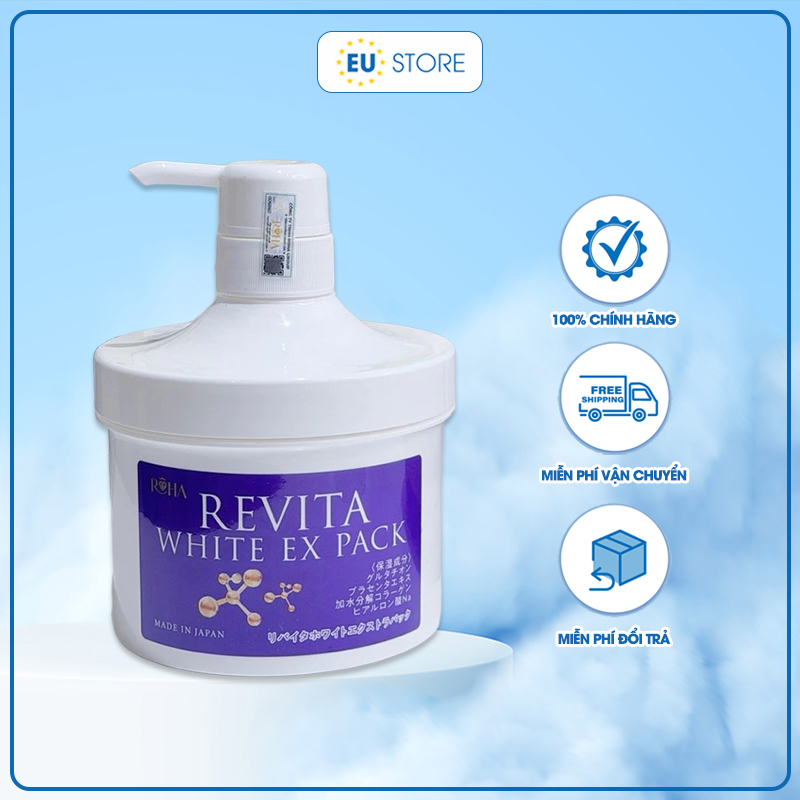 Kem ủ trắng da mặt & toàn thân ROHA Revita White EX Pack 500g Nhật Bản
