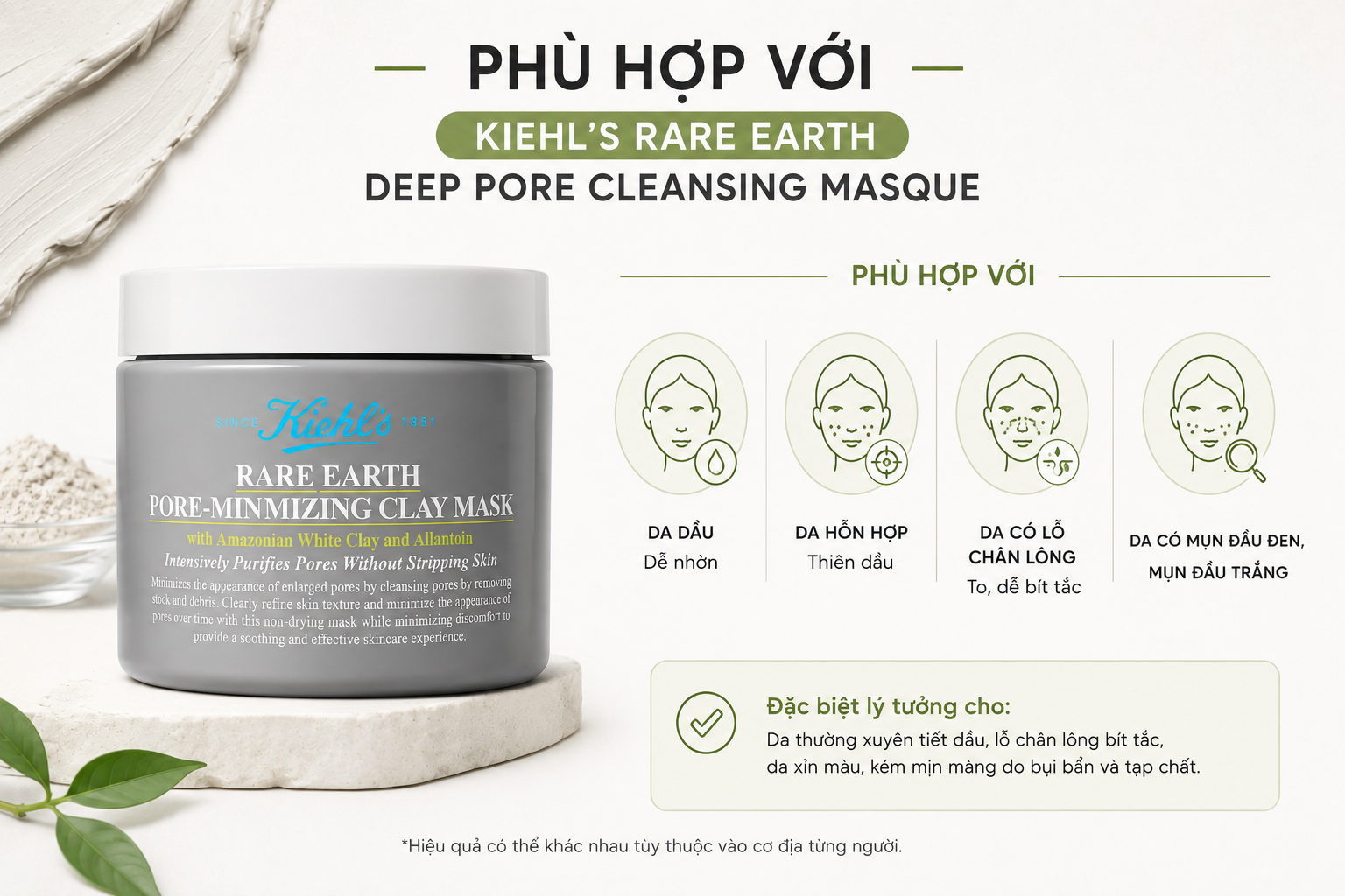 Mặt nạ đất sét Kiehl's Rare Earth Pore-Minimizing Clay Mask 28ml & 125ml mẫu mới Mặt nạ đất sét Kiehl's Rare Earth Pore-Minimizing Clay Mask 28ml & 125ml mẫu mới