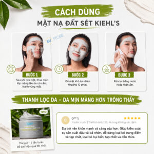 Cách sử dụng Mặt nạ đất sét Kiehl's Rare Earth Pore-Minimizing Clay Mask 28ml & 125ml mẫu mới