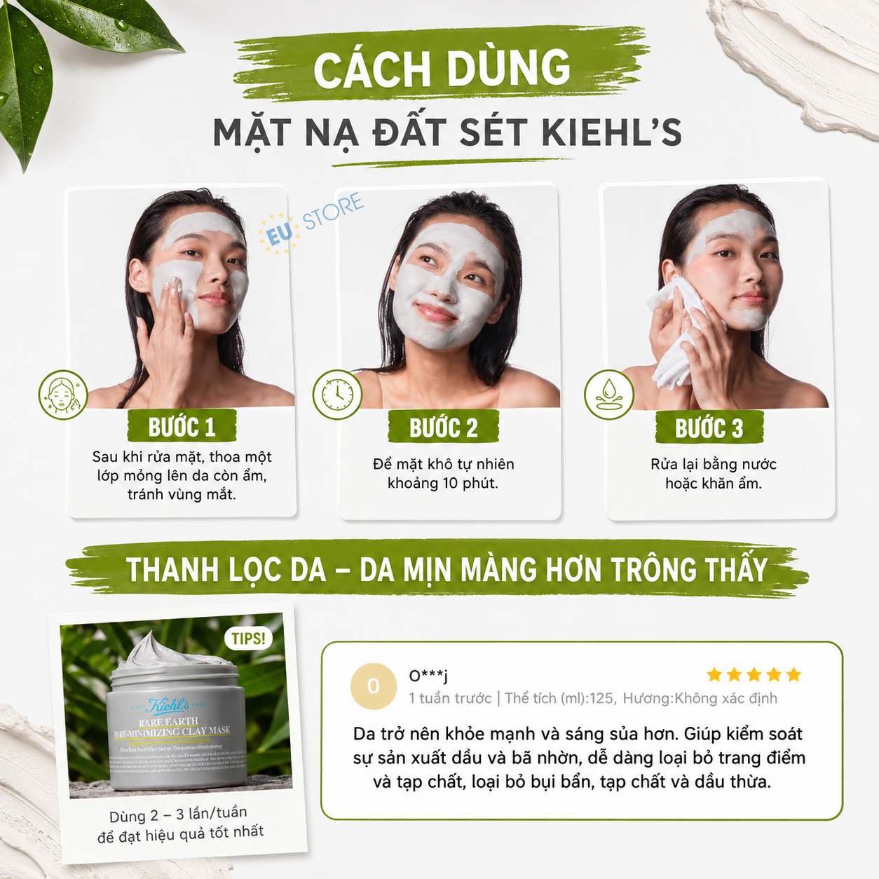 Cách sử dụng Mặt nạ đất sét Kiehl's Rare Earth Pore-Minimizing Clay Mask 28ml & 125ml mẫu mới Cách sử dụng Mặt nạ đất sét Kiehl's Rare Earth Pore-Minimizing Clay Mask 28ml & 125ml mẫu mới